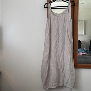 Ezio Sleeveless linen Beige Dress tan large